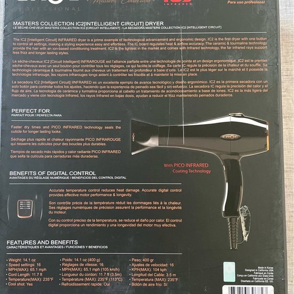 Croc IC2 Infrared Blow Dryer NEVER USED - Picture 4 of 4